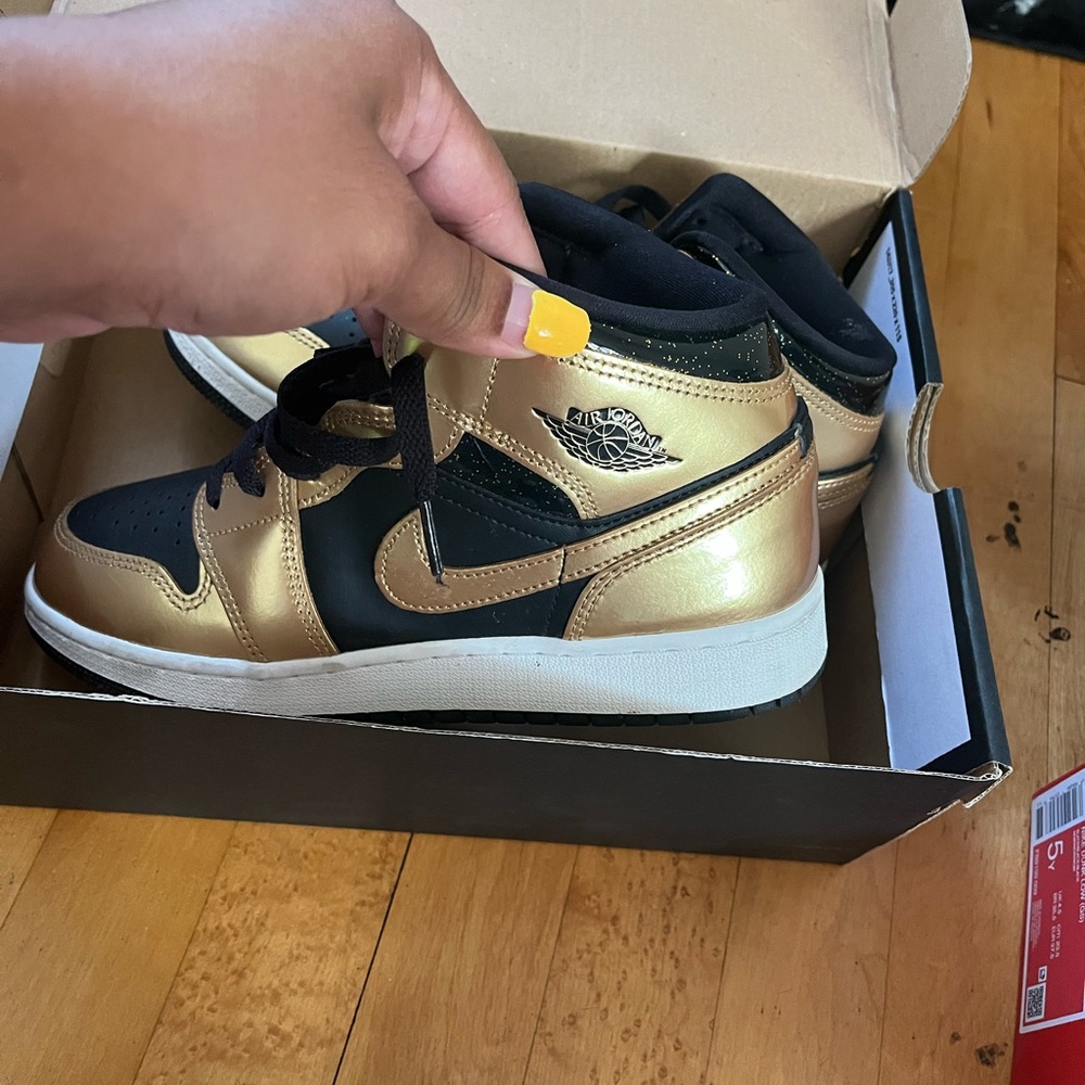 Gold and Black High-Top Sneakers